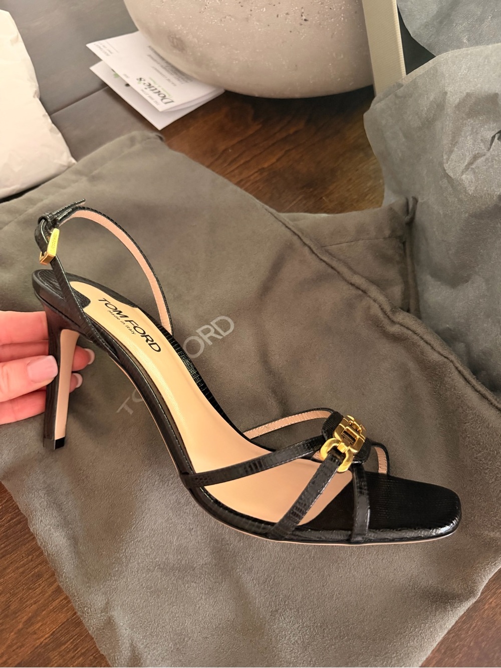 Tom Ford black heel sandal